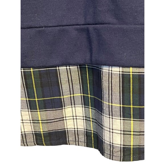 Izod Women's Navy Plaid Accent Sweater With Bow Detail Size M Cotton Blend Comfy - Picture 7 of 16